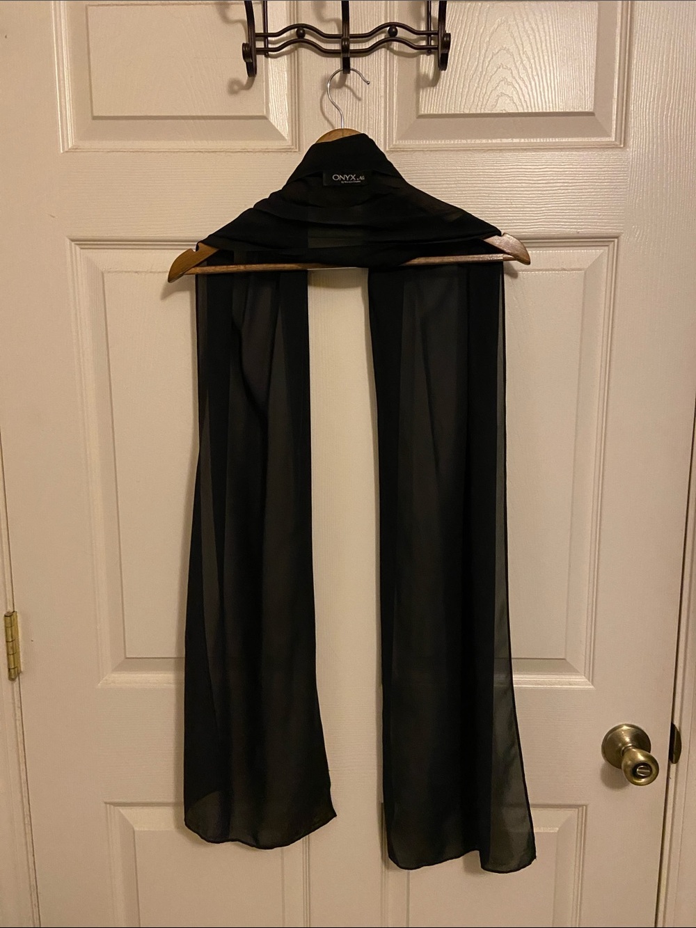 Onyx Black Sheer Long Scarf
